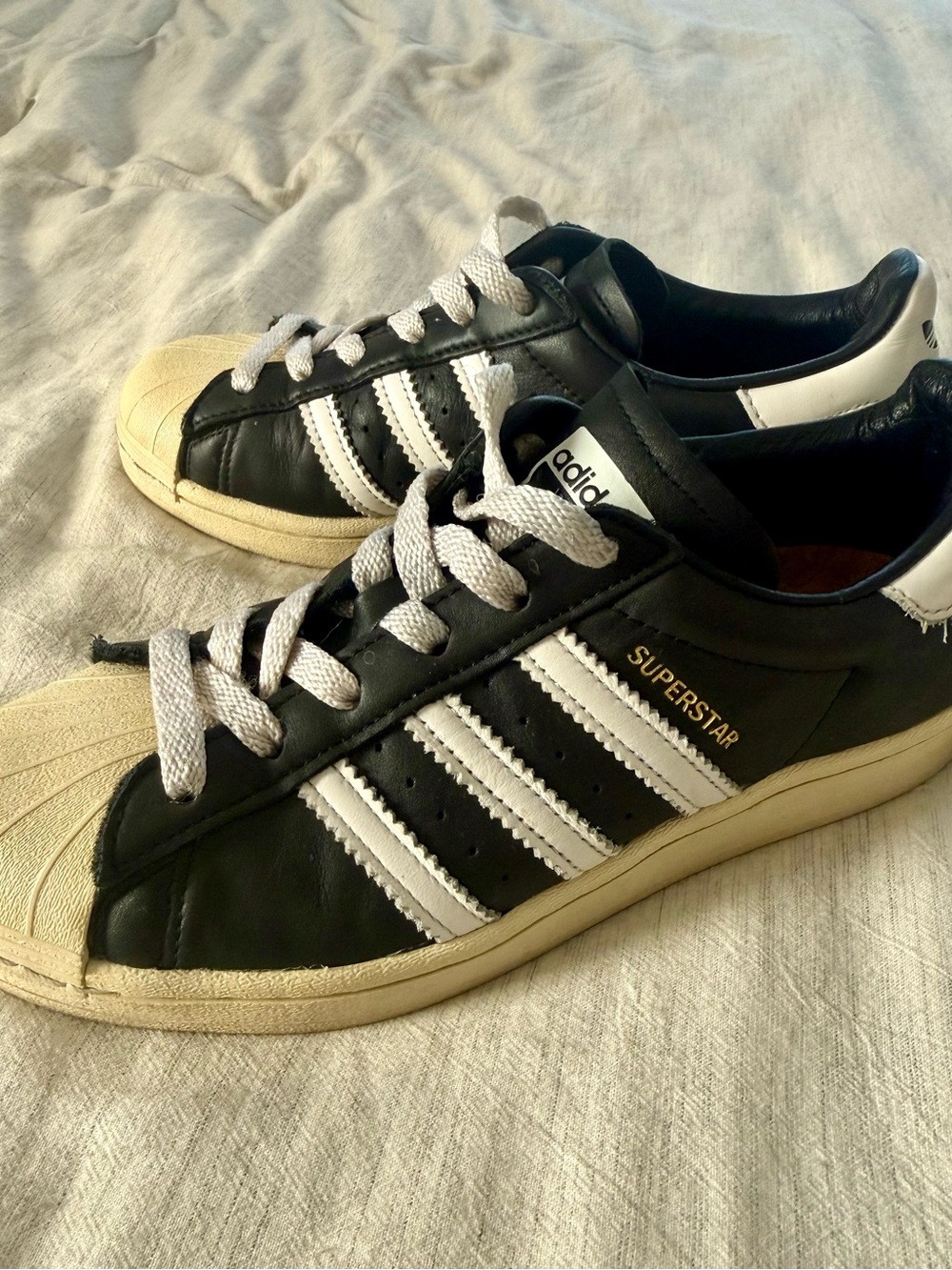 adidas Black & White Superstar Leather Sneakers